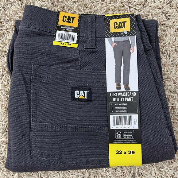 CAT Caterpillar Men's Flex Waistband Utility Pants Gray, Size 32x29 (New) - Picture 1 of 6
